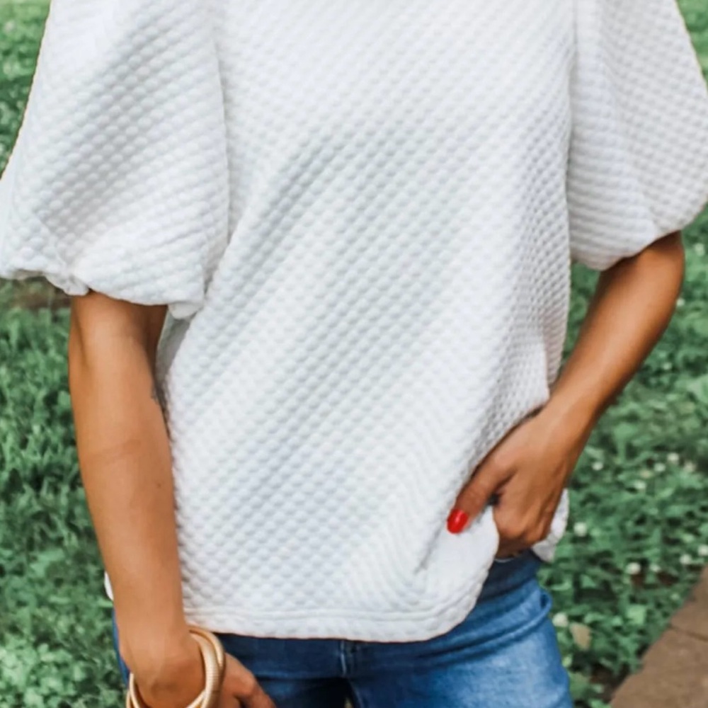 Elegant White Textured Women's Top